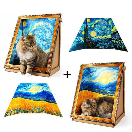 Elevate Your Cat's Comfort with Our 3D Art-Inspired Scratching Board & Nest – A Stylish Retreat for Your Feline Friend!